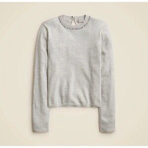 J.CREW Carolyn Embellished Fitted Sweater‎ XS Gray NEW Sequin Merino Wool CE699